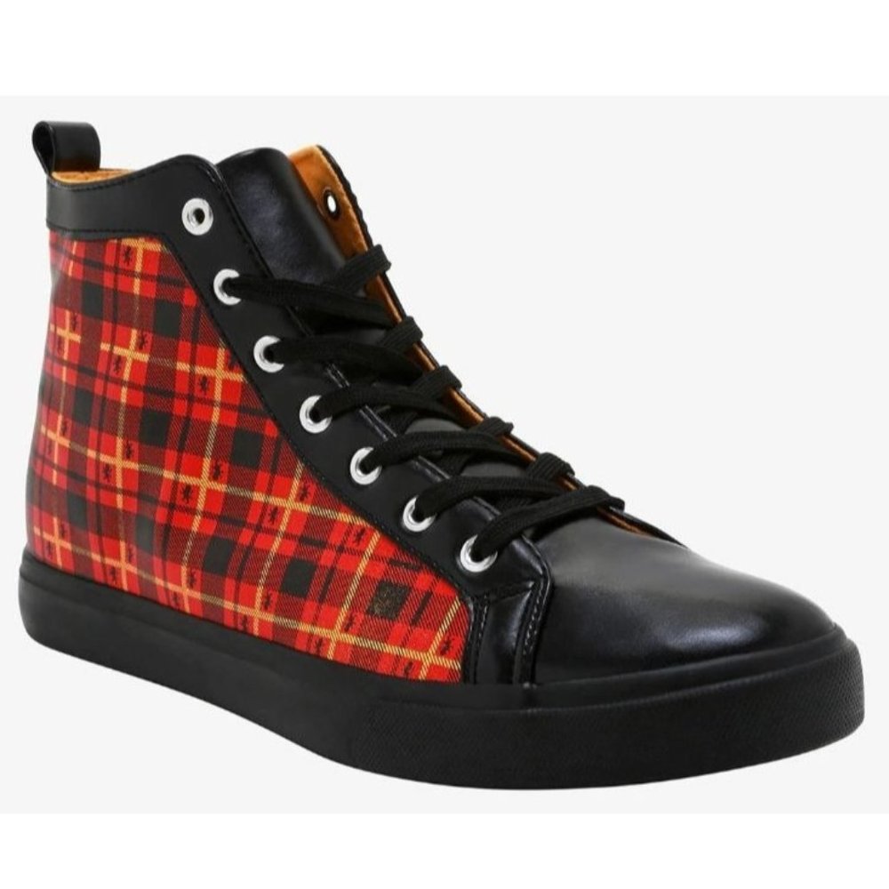 Harry Potter Gryffindor House Plaid Hi-Top Lace-Up Sneaker Men's Size 10 NWT